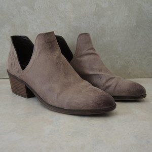 Fergalicious by Fergie Westin Ankle Bootie Doe Brown Fabric Upper Size 10